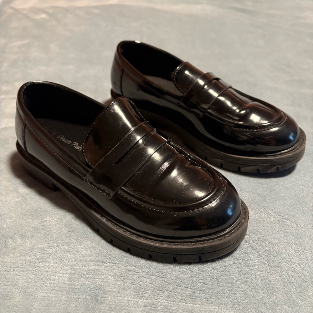 DREAM PAIRS Girls Chunky Platform Slip On Loafers School Uniform Dress Shoe